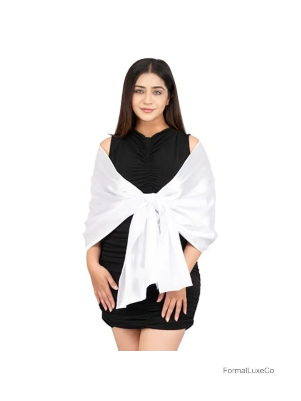 Satin Shawl Wrap for Women - Silky Evening Scarf for Weddings & Parties